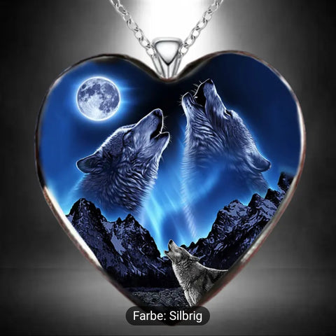 Halskette "Blue wolf heart"